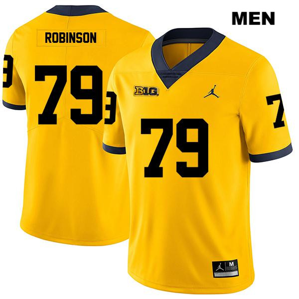 Men's NCAA Michigan Wolverines Greg Robinson #79 Yellow Jordan Brand Authentic Stitched Legend Football College Jersey NX25F87US